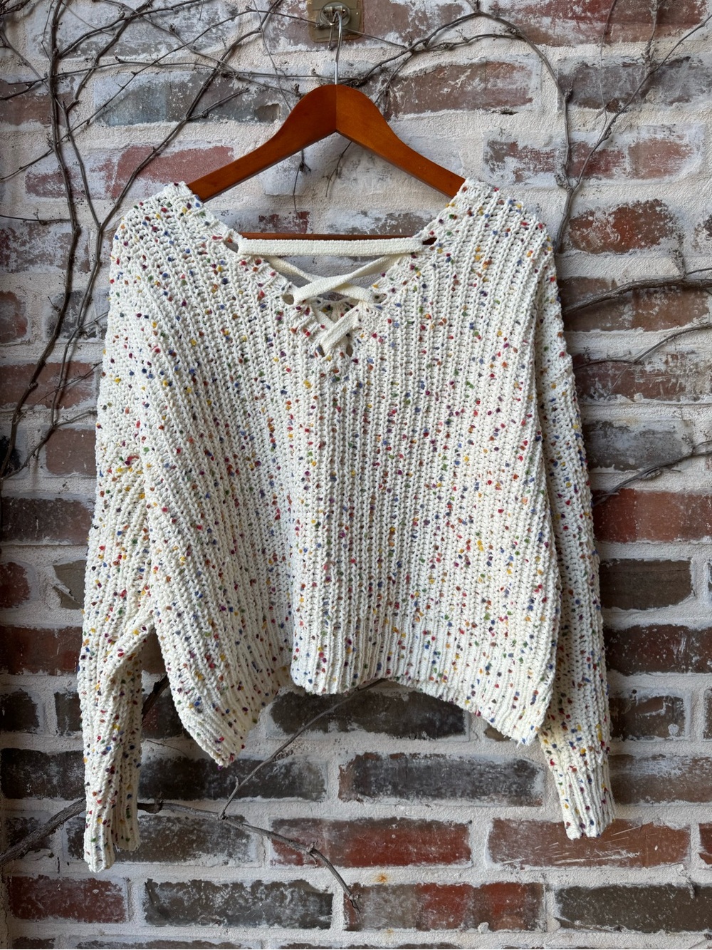 🌈 A. Byer Rainbow Confetti Strappy Back Knit Sweater 🌈